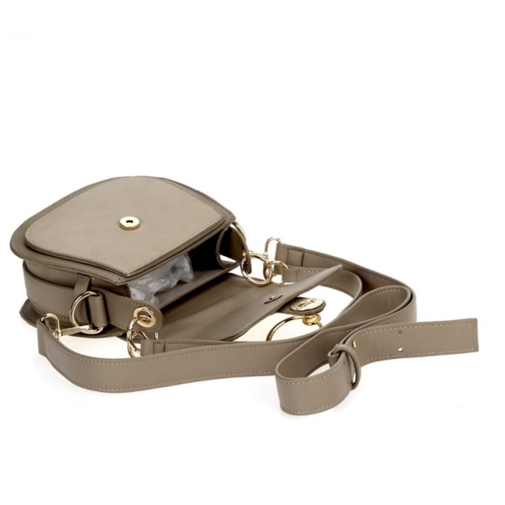 Metal Ring Saddle Crossbody shoulder bag - BLACK - Picture 6 of 7